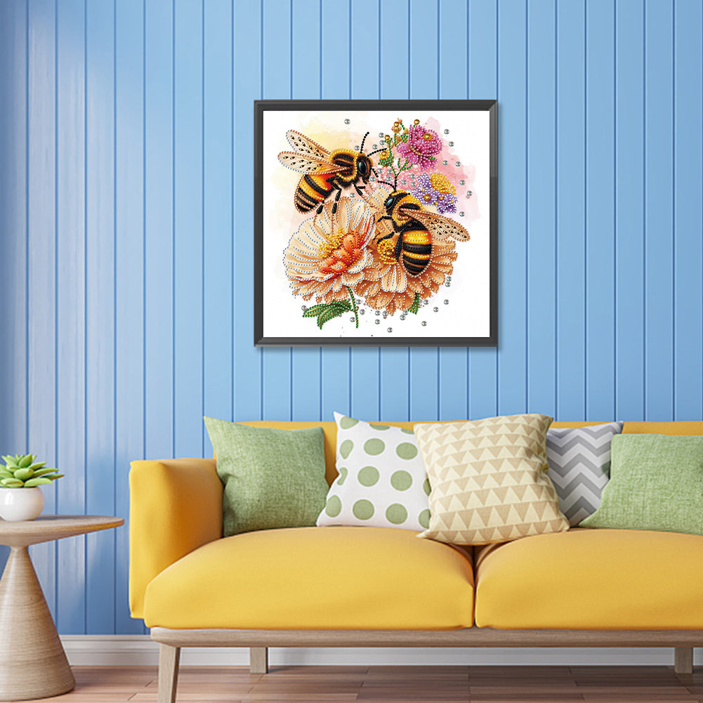Stationary Bee - Special Shaped Drill Diamond Painting 30*30CM