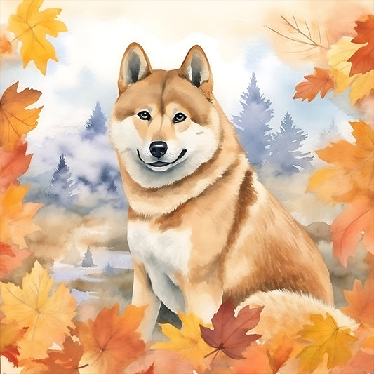 Maple Leaf Puppy - Full Round Drill Diamond Painting 30*30CM