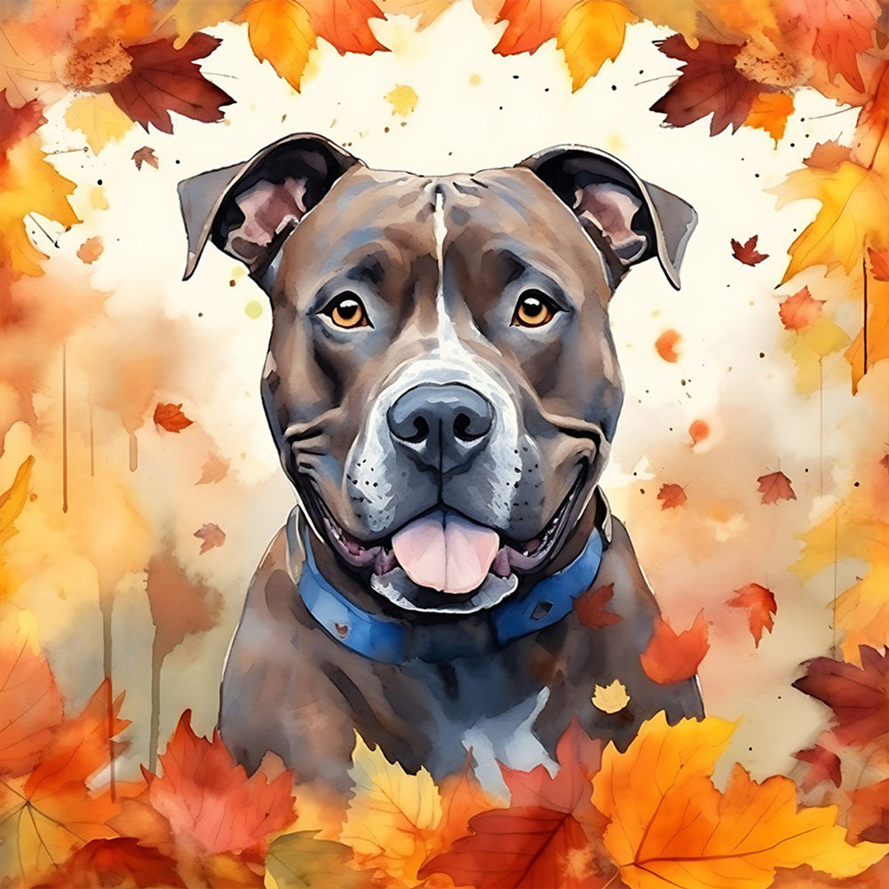 Maple Leaf Puppy - Full Round Drill Diamond Painting 30*30CM