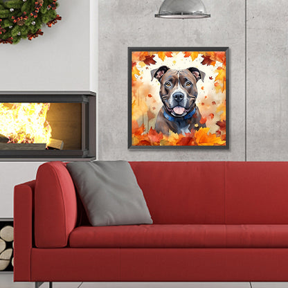 Maple Leaf Puppy - Full Round Drill Diamond Painting 30*30CM