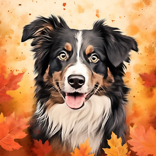 Maple Leaf Puppy - Full Round Drill Diamond Painting 30*30CM