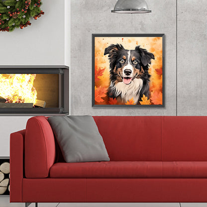 Maple Leaf Puppy - Full Round Drill Diamond Painting 30*30CM
