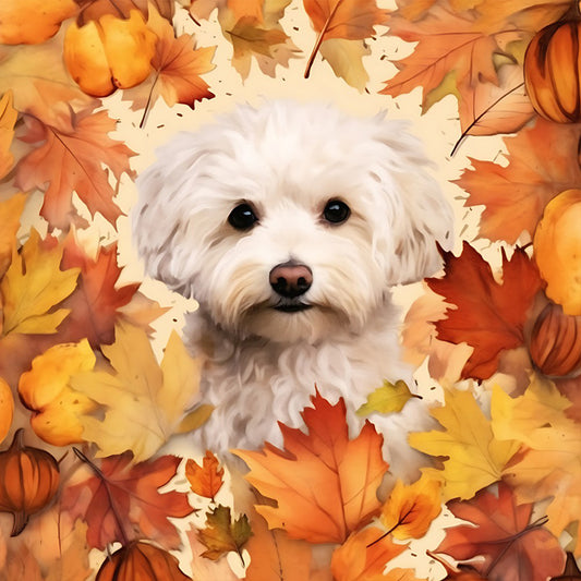 Maple Leaf Puppy - Full Round Drill Diamond Painting 30*30CM