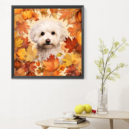 Maple Leaf Puppy - Full Round Drill Diamond Painting 30*30CM