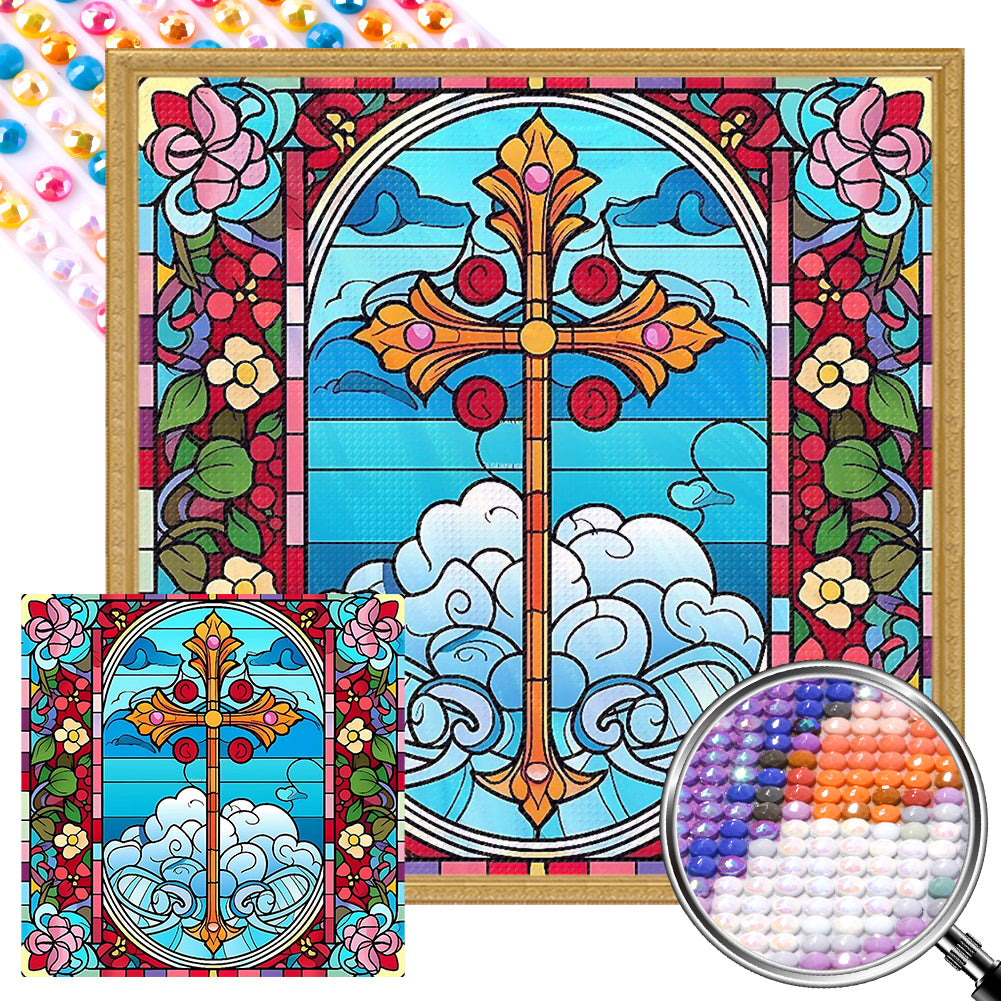 Abstract Floral Cross - Full AB Dril Round Diamond Painting 40*40CM