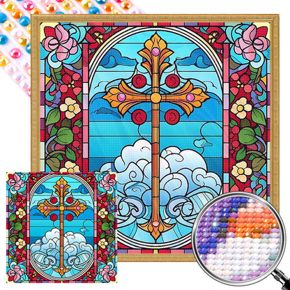 Abstract Floral Cross - Full AB Dril Round Diamond Painting 40*40CM
