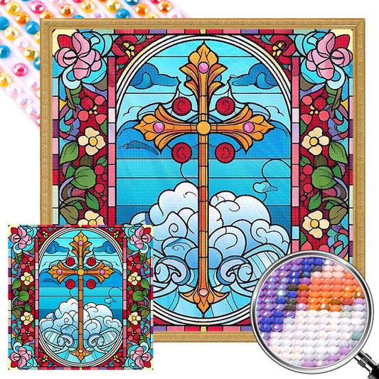 Abstract Floral Cross - Full AB Dril Round Diamond Painting 40*40CM