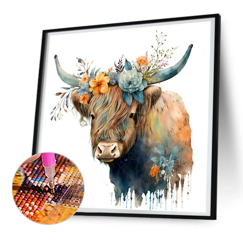 Flowers And Yak - Full Round Drill Diamond Painting 30*30CM