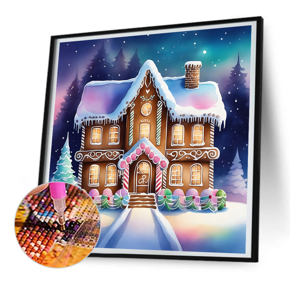 Snow Cabin - Full Round Drill Diamond Painting 30*30CM