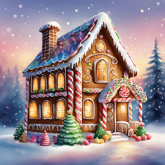 Snow Cabin - Full Round Drill Diamond Painting 30*30CM