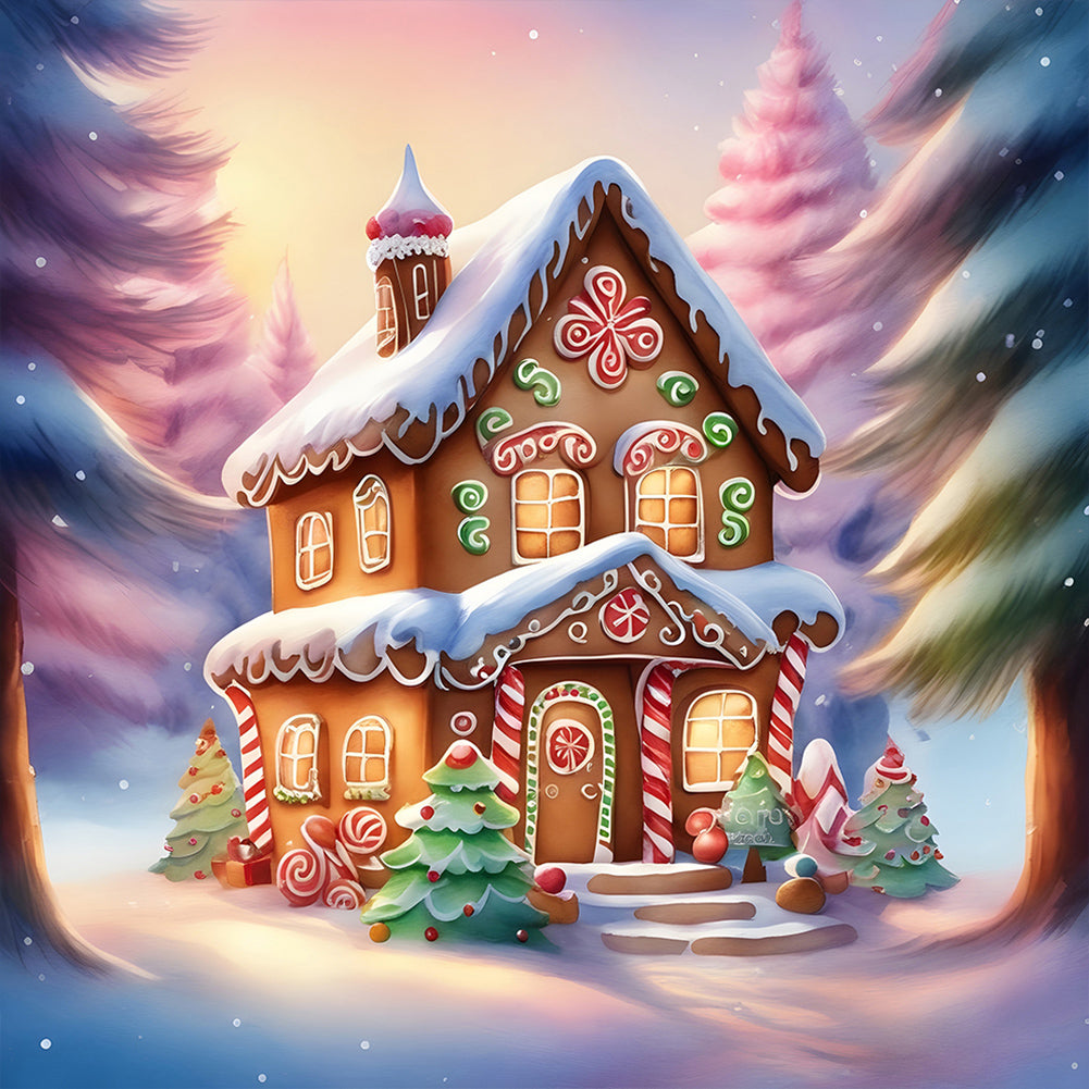 Snow Cabin - Full Round Drill Diamond Painting 30*30CM