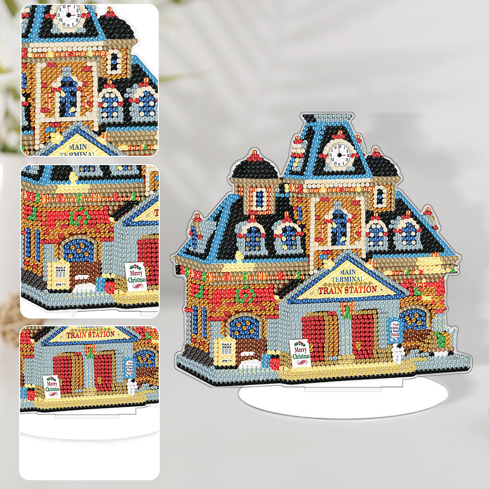 Diamond Painting Table Decor for Home Office Table Decor (Train Station)