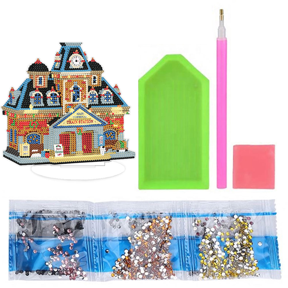 Diamond Painting Table Decor for Home Office Table Decor (Train Station)