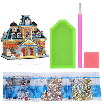 Diamond Painting Table Decor for Home Office Table Decor (Train Station)