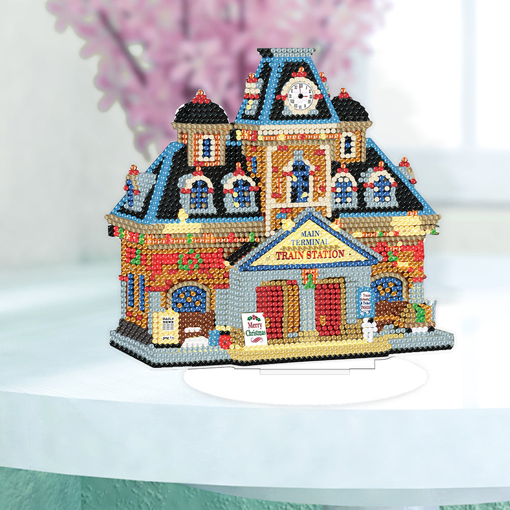 Diamond Painting Table Decor for Home Office Table Decor (Train Station)