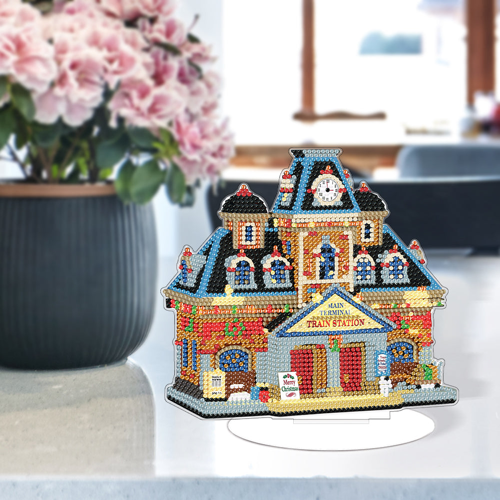 Diamond Painting Table Decor for Home Office Table Decor (Train Station)