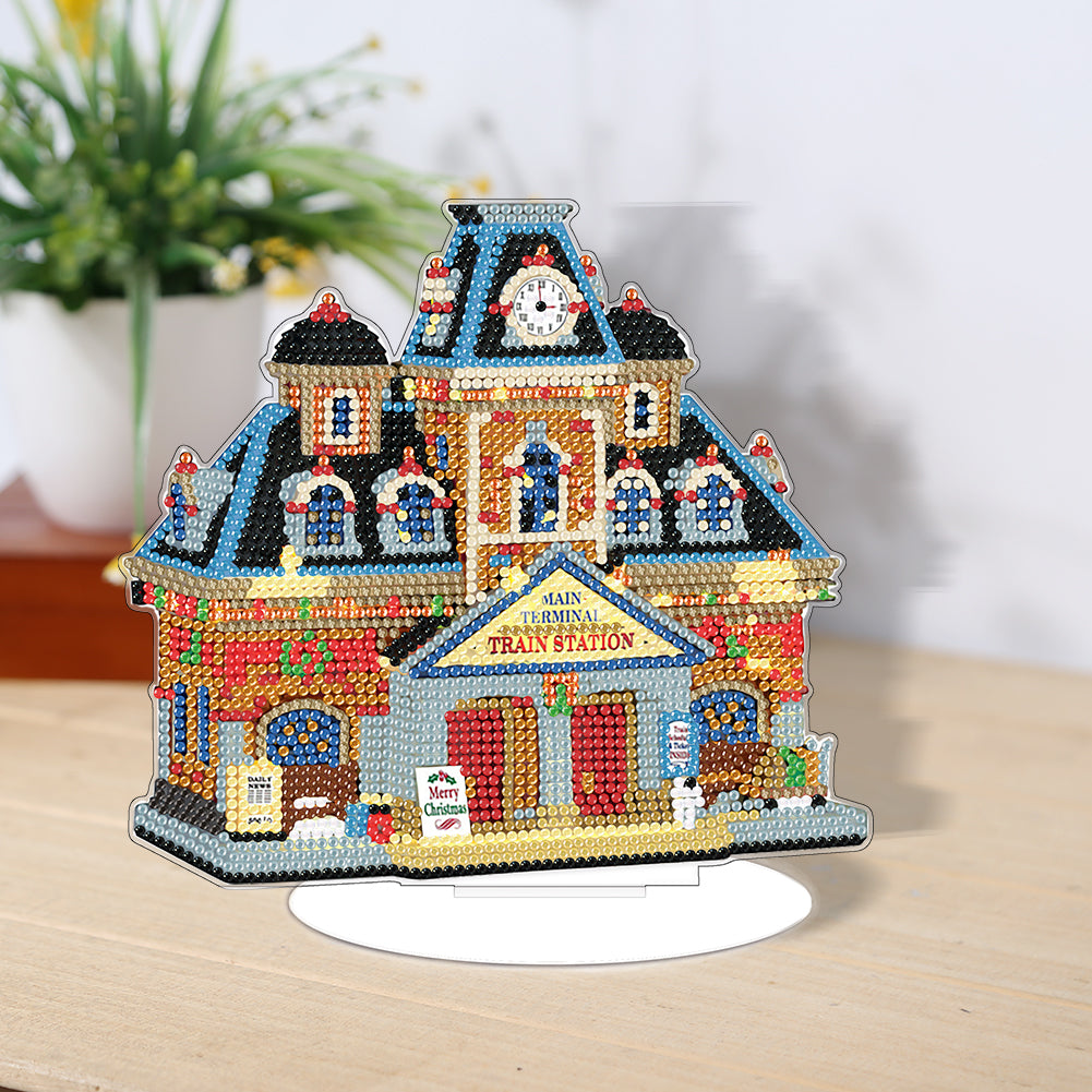 Diamond Painting Table Decor for Home Office Table Decor (Train Station)