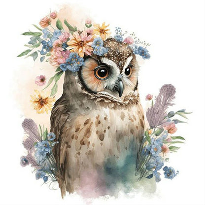Owl And Flower - Full Round Drill Diamond Painting 30*30CM