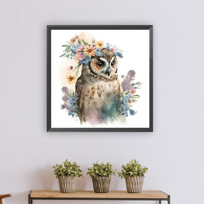 Owl And Flower - Full Round Drill Diamond Painting 30*30CM