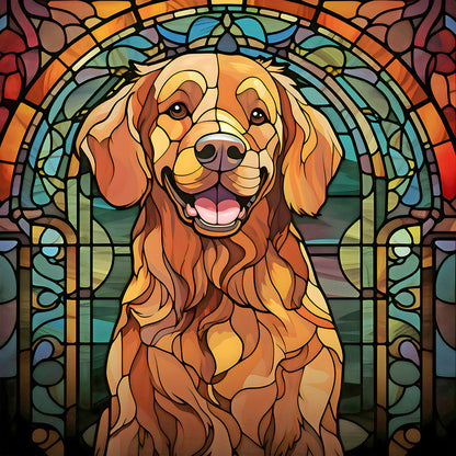 Puppy Glass Painting - Full Round Drill Diamond Painting 30*30CM