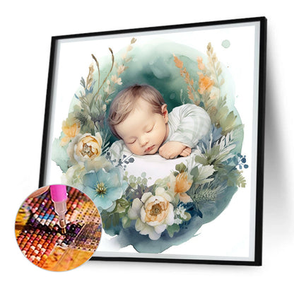 Baby In Garland - Full Round Drill Diamond Painting 30*30CM