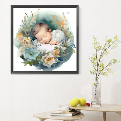 Baby In Garland - Full Round Drill Diamond Painting 30*30CM