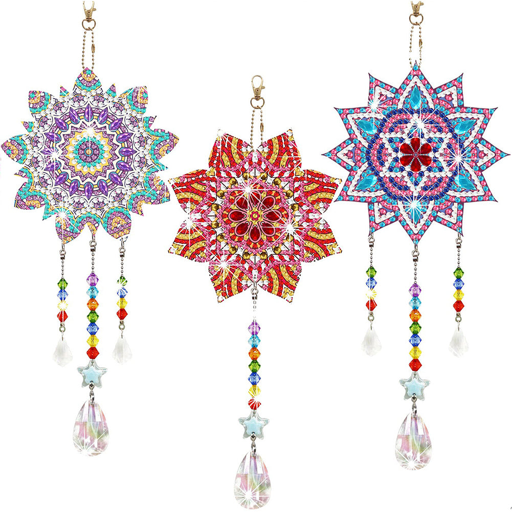 3PCS Suncatcher Double Sided Diamond Painting Art Pendant (Datura)