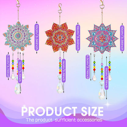 3PCS Suncatcher Double Sided Diamond Painting Art Pendant (Datura)