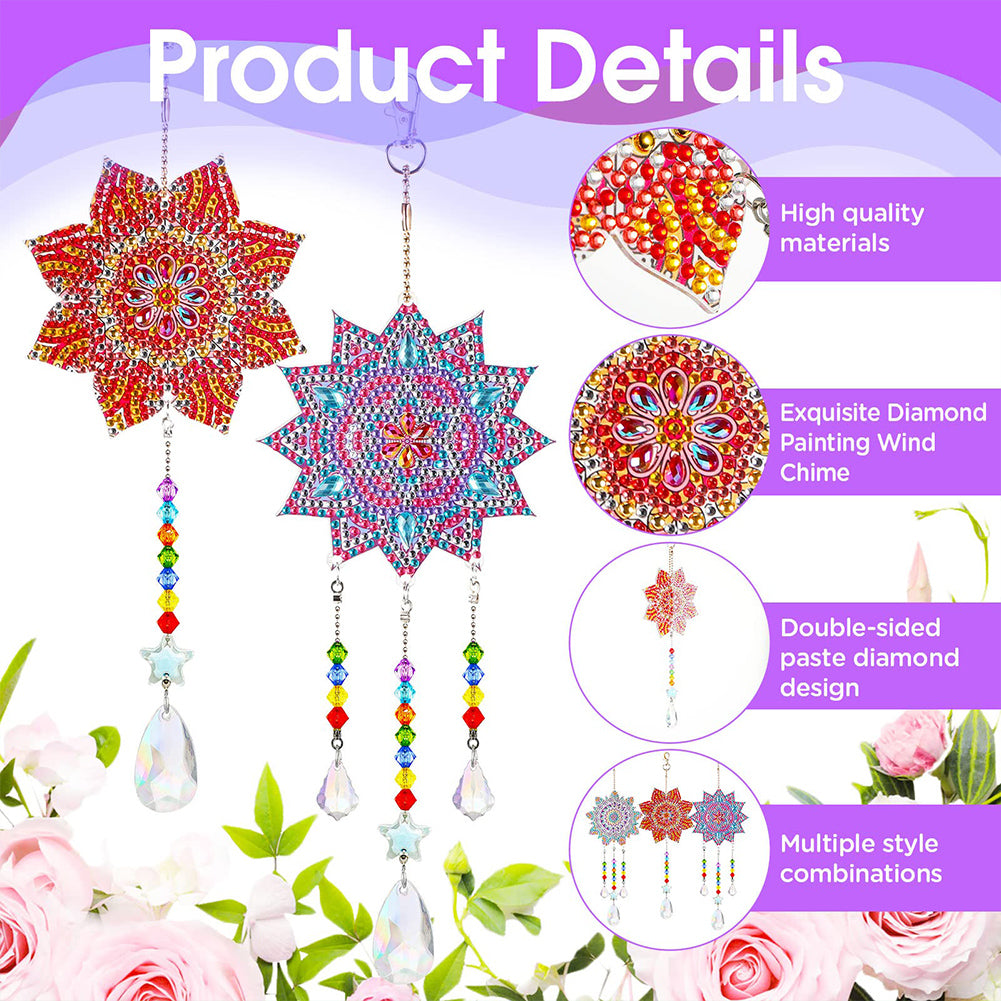 3PCS Suncatcher Double Sided Diamond Painting Art Pendant (Datura)