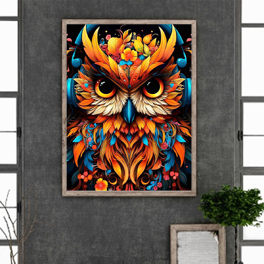 Colorful Owl - Full Round Drill Diamond Painting 30*40CM