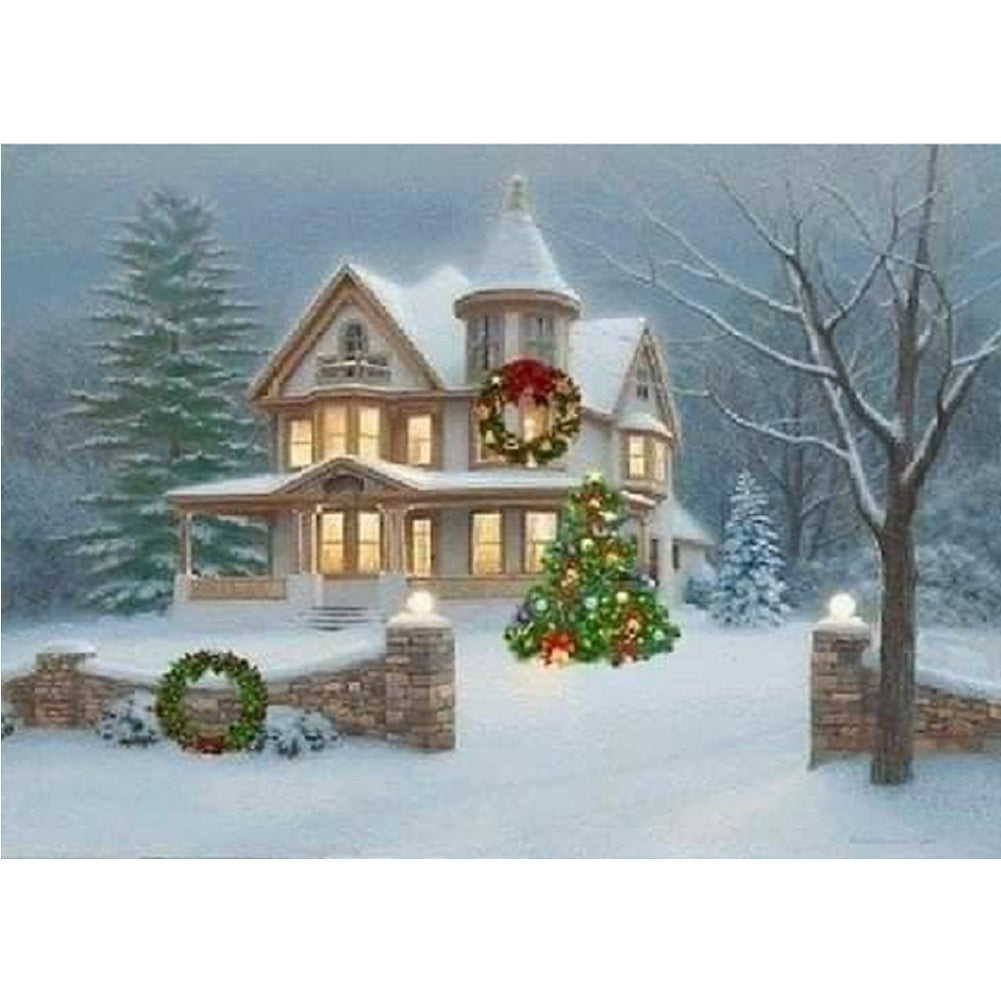 Snow Cabin - Full Square Drill Diamond Painting 40*30CM