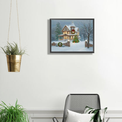 Snow Cabin - Full Square Drill Diamond Painting 40*30CM