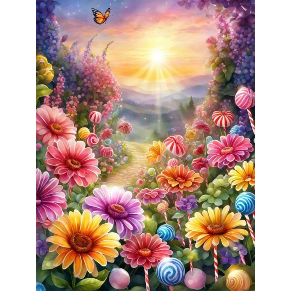 Colorful Lollipop Flowers - Full Round Drill Diamond Painting 30*40CM