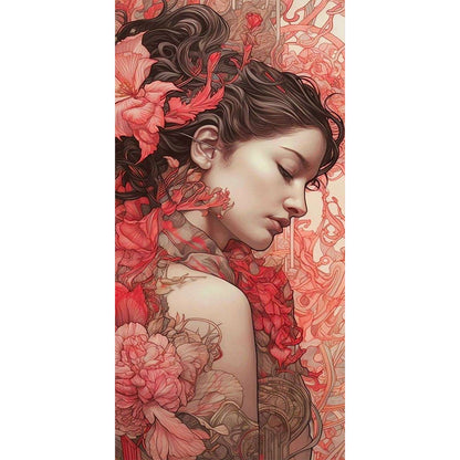 Woman Among Flowers - Full Round Drill Diamond Painting 40*80CM