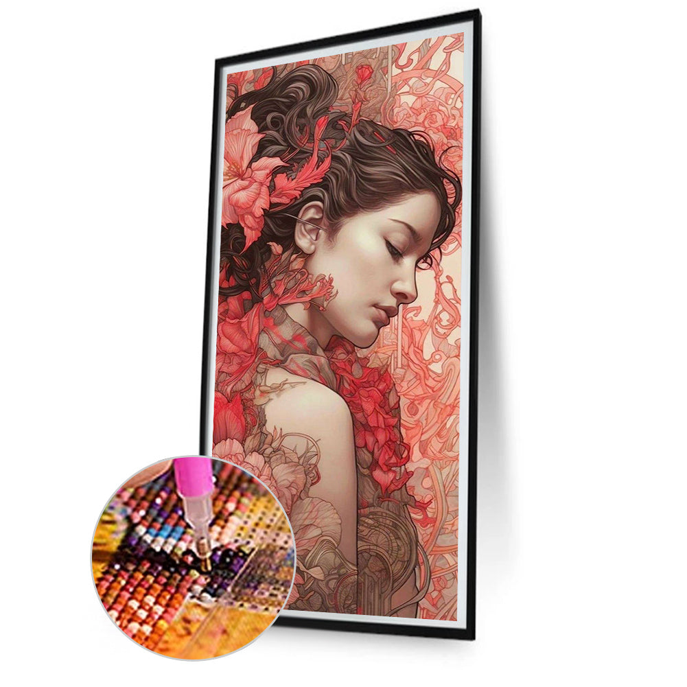 Woman Among Flowers - Full Round Drill Diamond Painting 40*80CM