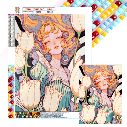 Tulip Girl - Full Square Drill Diamond Painting 30*40CM
