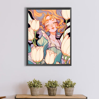 Tulip Girl - Full Square Drill Diamond Painting 30*40CM