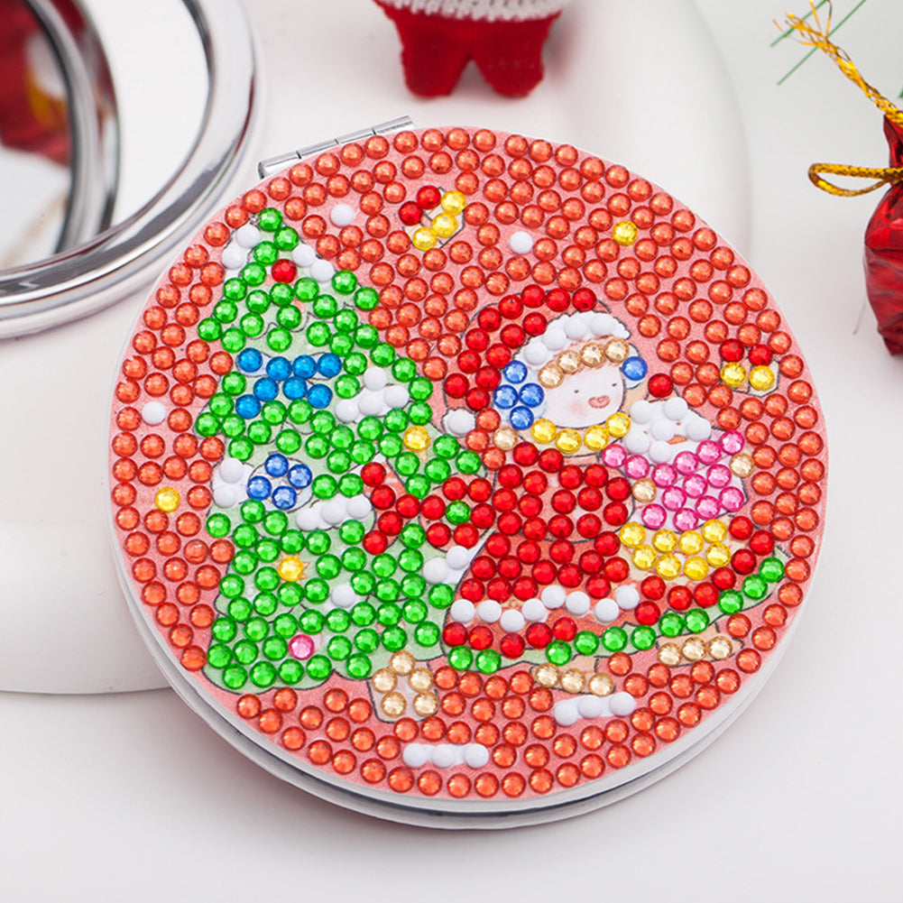 Double Sided Diamond Art Mirror for Adults Kids Beginners (Santa #3)