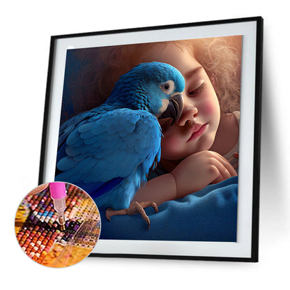 Bluebird And Girl - Full Round Drill Diamond Painting 30*30CM