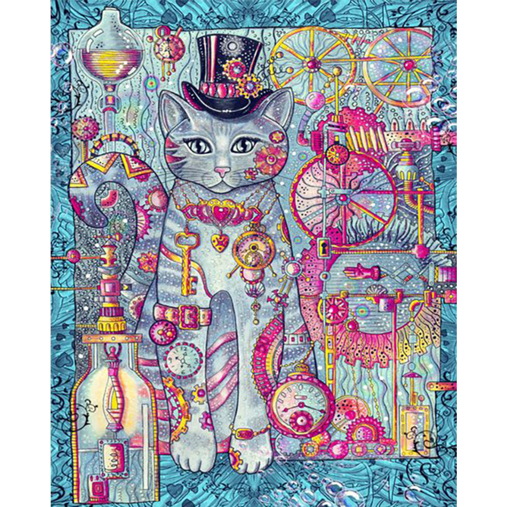 Gem Cat - 11CT Stamped Cross Stitch 45*55CM
