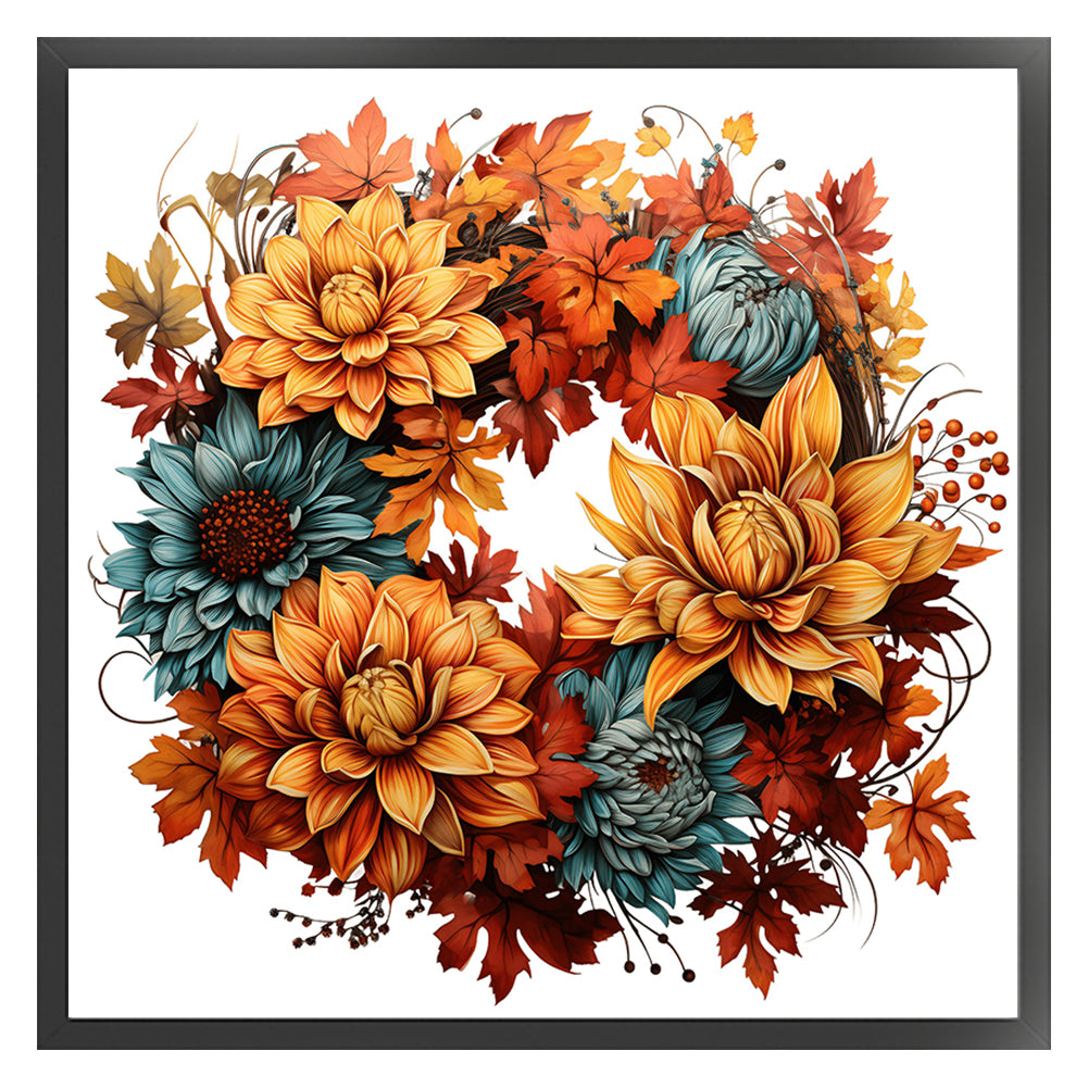 Autumn Wreath - 11CT Stamped Cross Stitch 40*40CM