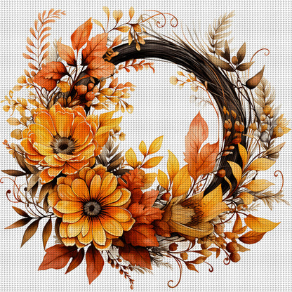 Autumn Wreath - 11CT Stamped Cross Stitch 40*40CM