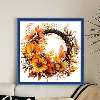 Autumn Wreath - 11CT Stamped Cross Stitch 40*40CM