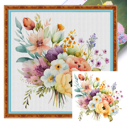 Watercolor Flowers - 11CT Stamped Cross Stitch 45*45CM