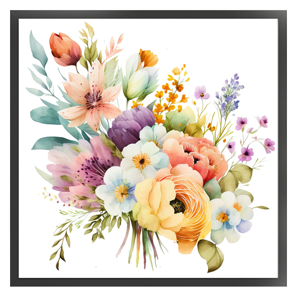 Watercolor Flowers - 11CT Stamped Cross Stitch 45*45CM