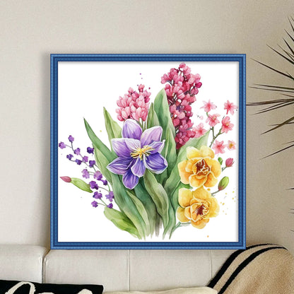Watercolor Flowers - 11CT Stamped Cross Stitch 45*45CM