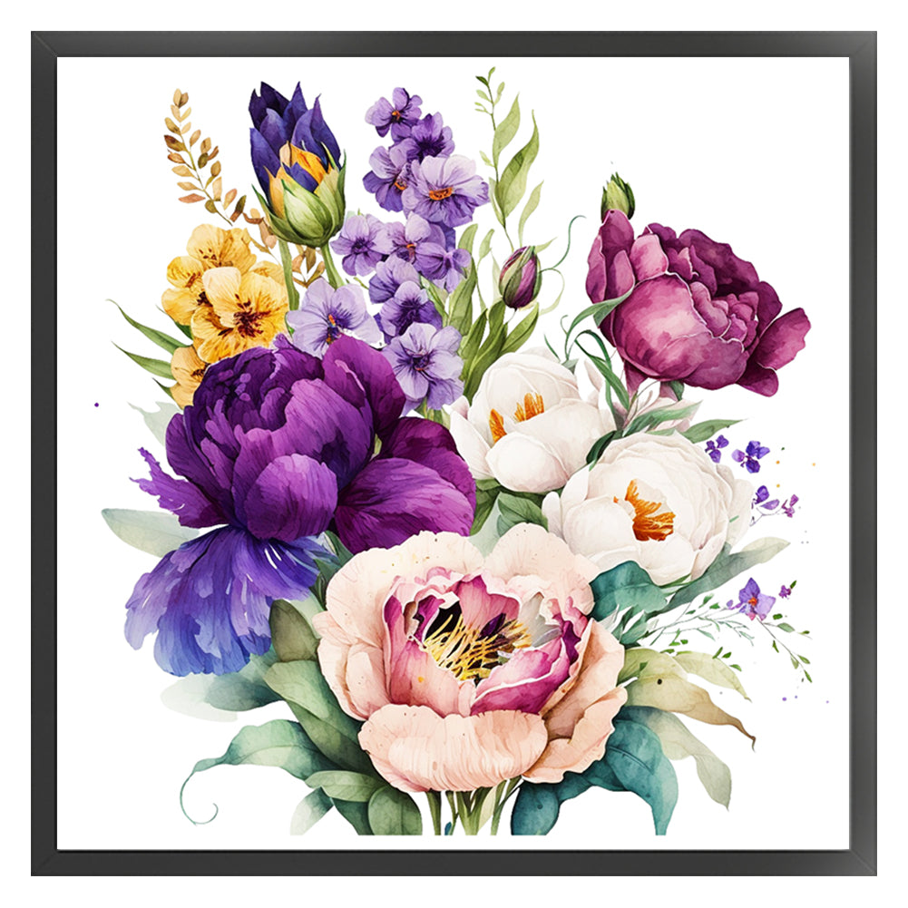 Watercolor Flowers - 11CT Stamped Cross Stitch 45*45CM