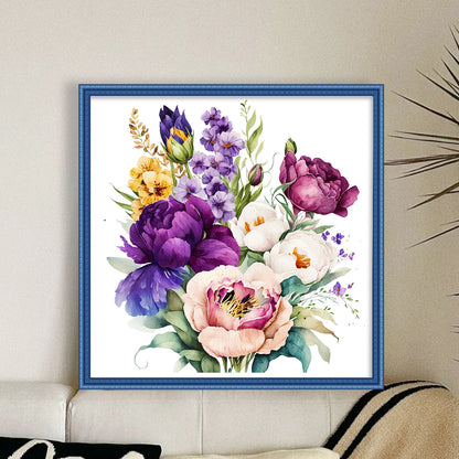 Watercolor Flowers - 11CT Stamped Cross Stitch 45*45CM