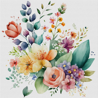 Watercolor Flowers - 11CT Stamped Cross Stitch 45*45CM
