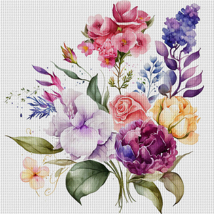 Watercolor Flowers - 11CT Stamped Cross Stitch 45*45CM